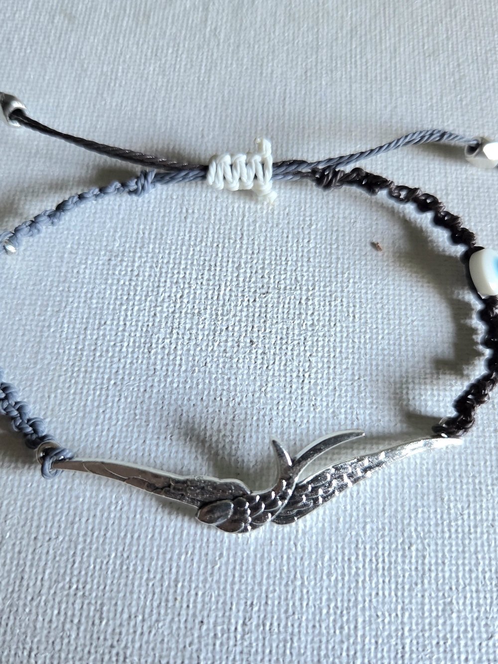 Men's Silver Wing Cord Bracelet